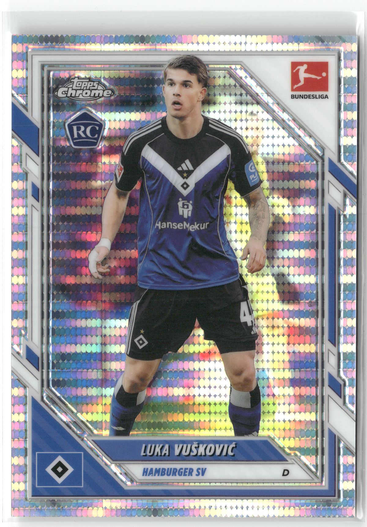 Fußball Luka Vušković Rookie - 2025-26 Topps Chrome Bundesliga - Pulsar Rookie - Hamburger SV #35 Trading Card Original