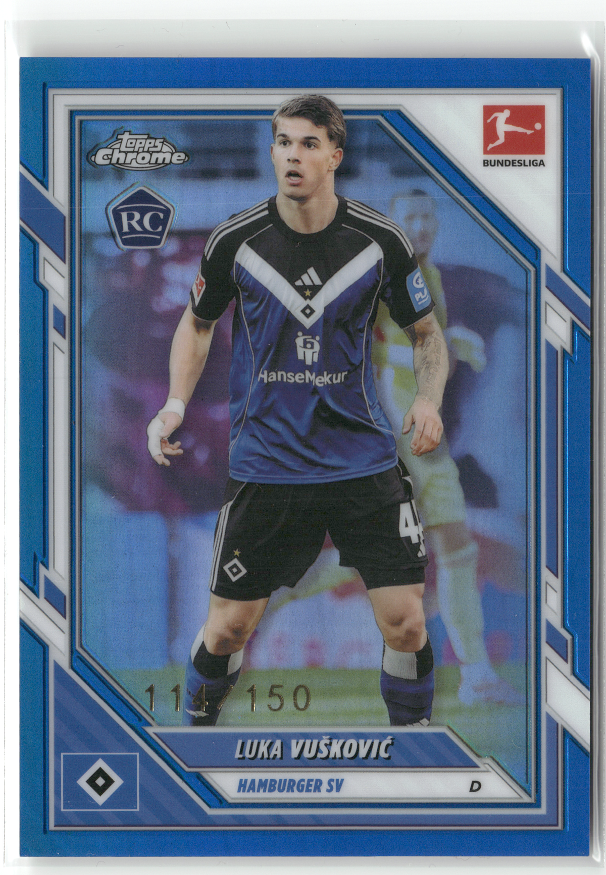 Fußball Luka Vušković Rookie - 2025-26 Topps Chrome Bundesliga - True Blue /150 Rookie - Hamburger SV #35 Trading Card Original