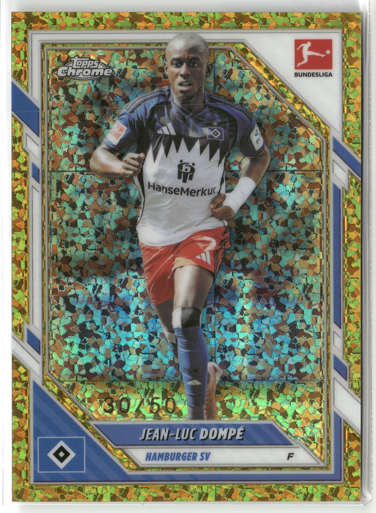 Fußball Jean-Luc Dompé - 2025-26 Topps Chrome Bundesliga - Gold Speckle /50 - Hamburger SV #38 Trading Card Original