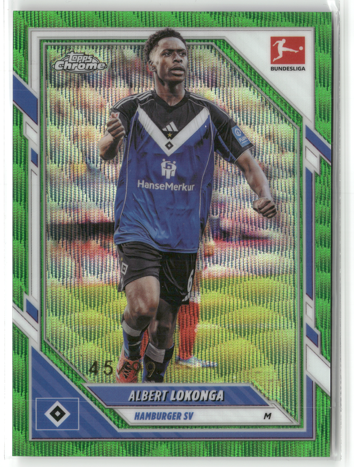 Fußball Albert Lokonga - 2025-26 Topps Chrome Bundesliga - Green Wave /99 - Hamburger SV #37 Trading Card Original