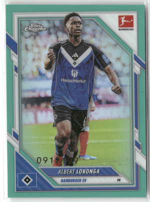 Fußball Albert Lokonga - 2025-26 Topps Chrome Bundesliga - True Aqua /199 - Hamburger SV #37 Trading Card Original