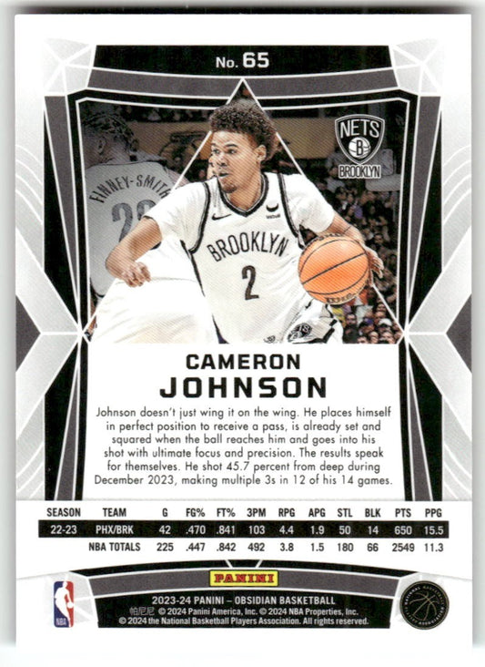 Cameron Johnson 2023-24 Panini Obsidian Electric Etch Neon Flood #65