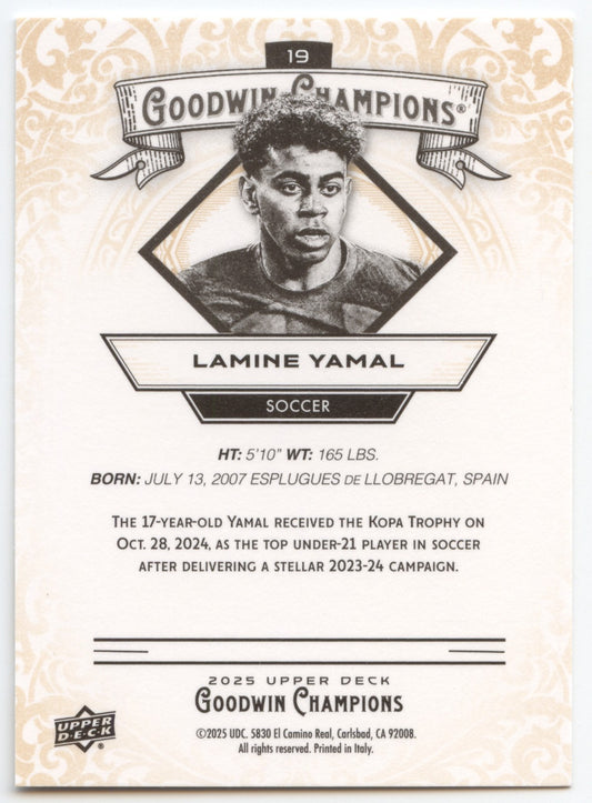 Lamine Yamal 2025 Upper Deck Goodwin Champions #19 FC Barcelona