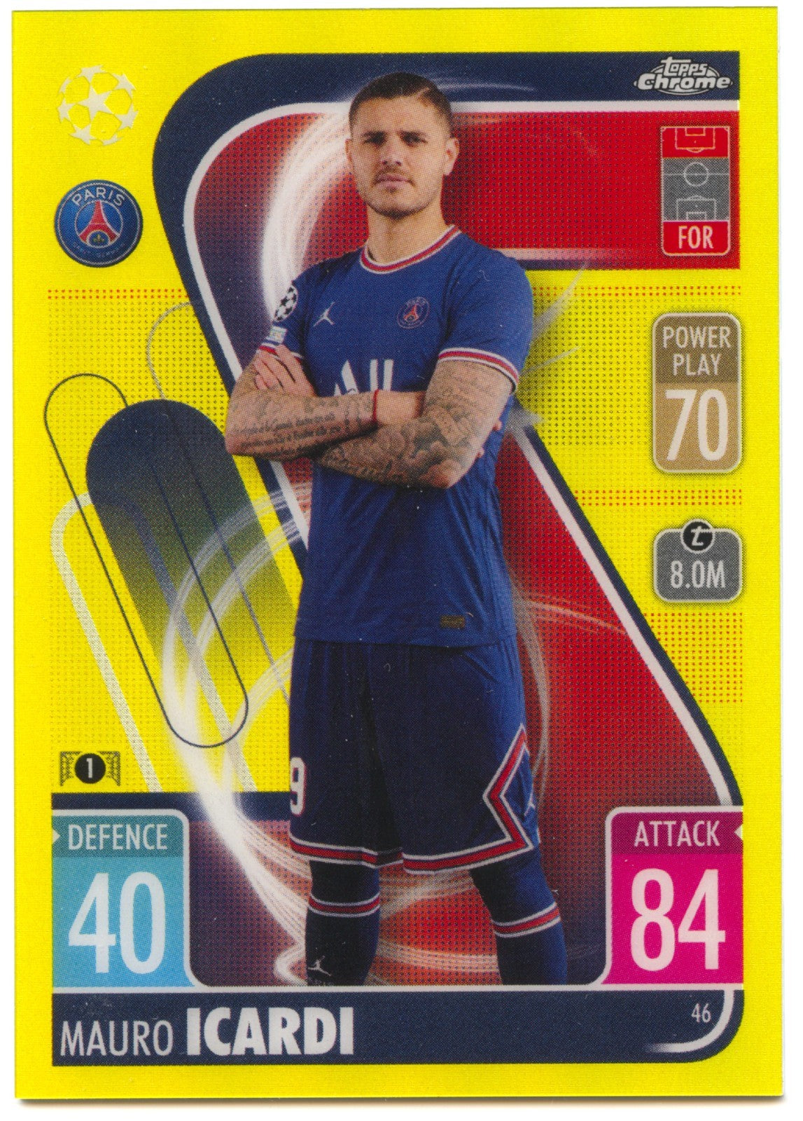 Mauro Icardi Match Attax Topps Chrome 2021/22 Yellow [75] Base Card PSG