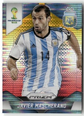 Fußball Javier Mascherano 2014 Panini Prizm World Cup #8 Yellow & Red Pulsar Prizm Argentina Trading Card Original