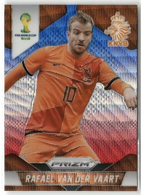 Fußball Rafael van der Vaart 2014 Panini Prizm World Cup #32 Blue & Red Wave Prizm Netherlands Trading Card Original