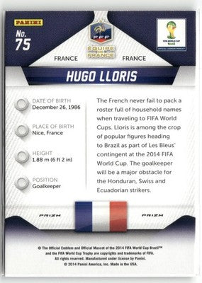 Fußball Hugo Lloris 2014 Panini Prizm World Cup #75 Blue & Red Wave Prizm France Trading Card Original