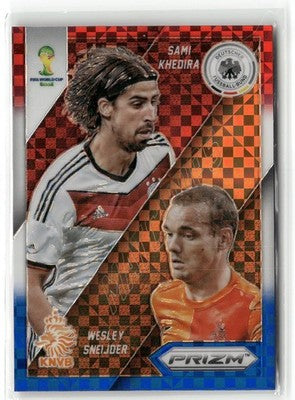 Fußball Sami Khedira / Wesley Sneijder 2014 Panini Prizm World Cup #27 Red White & Blue Power Plaid Prizm Germany / Netherlands Trading Card Original