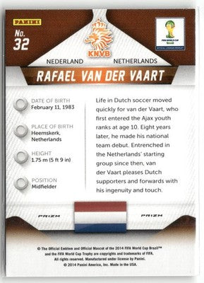 Fußball Rafael van der Vaart 2014 Panini Prizm World Cup #32 Red White & Blue Power Plaid Prizm Netherlands Trading Card Original