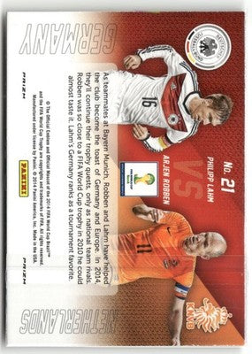 Fußball Arjen Robben / Philipp Lahm 2014 Panini Prizm World Cup #21 Yellow & Red Pulsar Prizm Netherlands / Germany Trading Card Original