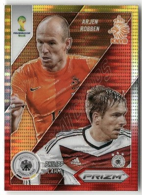 Fußball Arjen Robben / Philipp Lahm 2014 Panini Prizm World Cup #21 Yellow & Red Pulsar Prizm Netherlands / Germany Trading Card Original