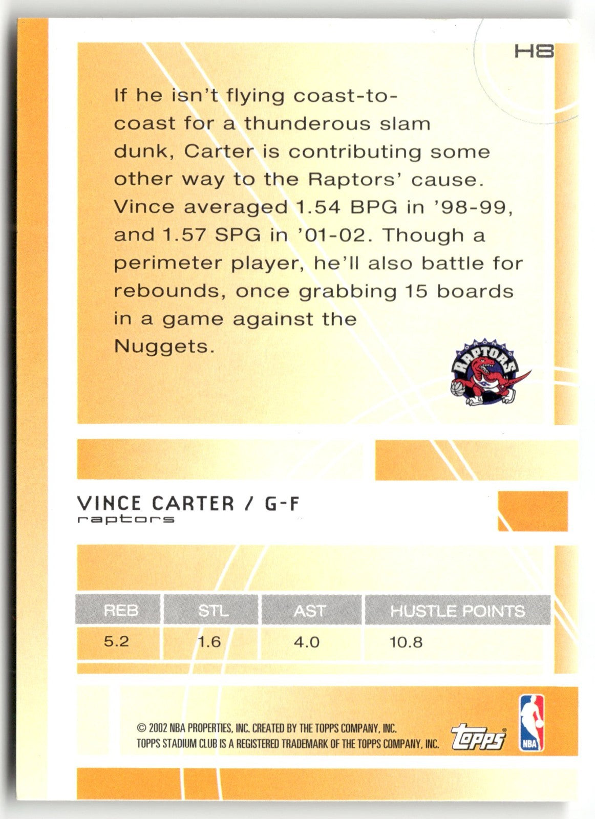 Vince Carter  2002-03 Topps Stadium Club The Hustlers #H8 Michael Jordan