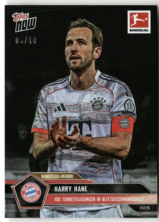 Harry Kane 2025-26 Bundesliga Topps Now 89 League Record Black Foil 5/10