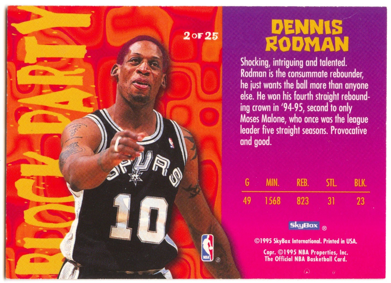 Dennis Rodman 1995-96 NBA HOOPS - Block Party #2