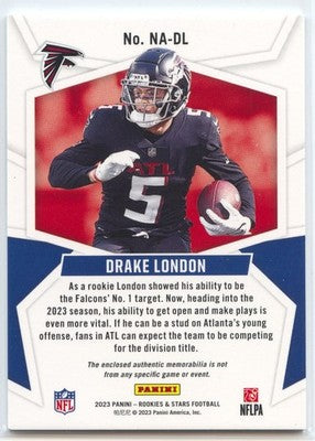 American Football NFL Drake London 2023 Panini Rookies & Stars Football #NA-DL Base Jersey Atlanta Falcons Trading Card Original
