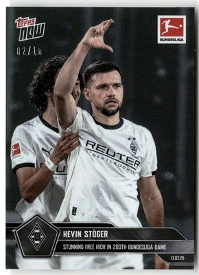 Fußball Kevin Stöger Topps Now Bundesliga 2025-26 #146 Black /10 Borussia Mönchengladbach Trading Card Original