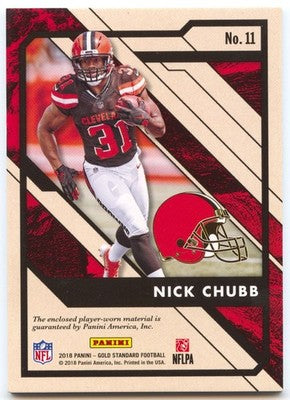 American Football NFL Nick Chubb 2018 Panini Gold Standard Football #11 Red /49 Cleveland Browns Trading Card Original