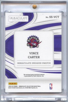 Basketball NBA Vince Carter 2023-24 Panini Immaculate Collection Basketball #SS-VCT Sneaker Swatch 1/5 First Off the Line Toronto Raptors Trading Card Original