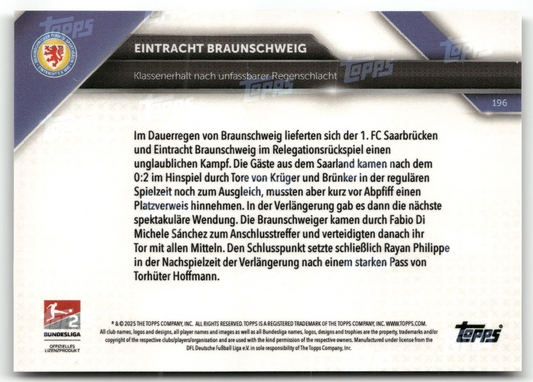2025 Topps Now Bundesliga 2 Black /10 #196 Braunschweig