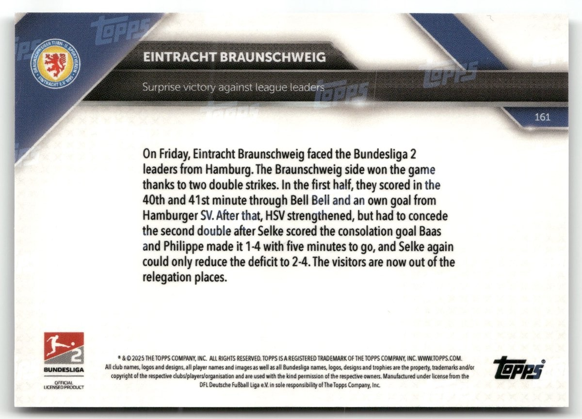 2025 Topps Now Bundesliga 2 Black /10 #161 Braunschweig