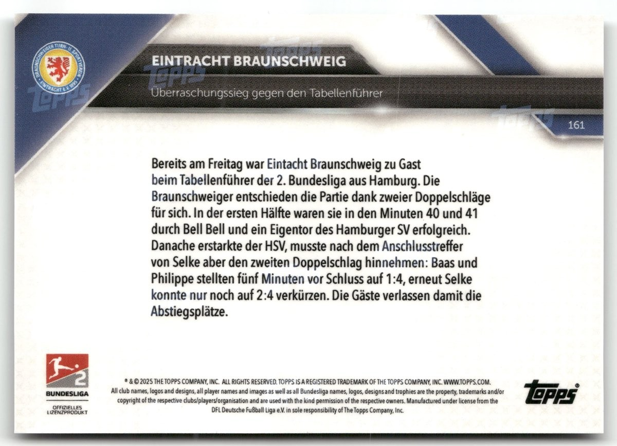 2025 Topps Now Bundesliga 2 Black /10 #161 Braunschweig