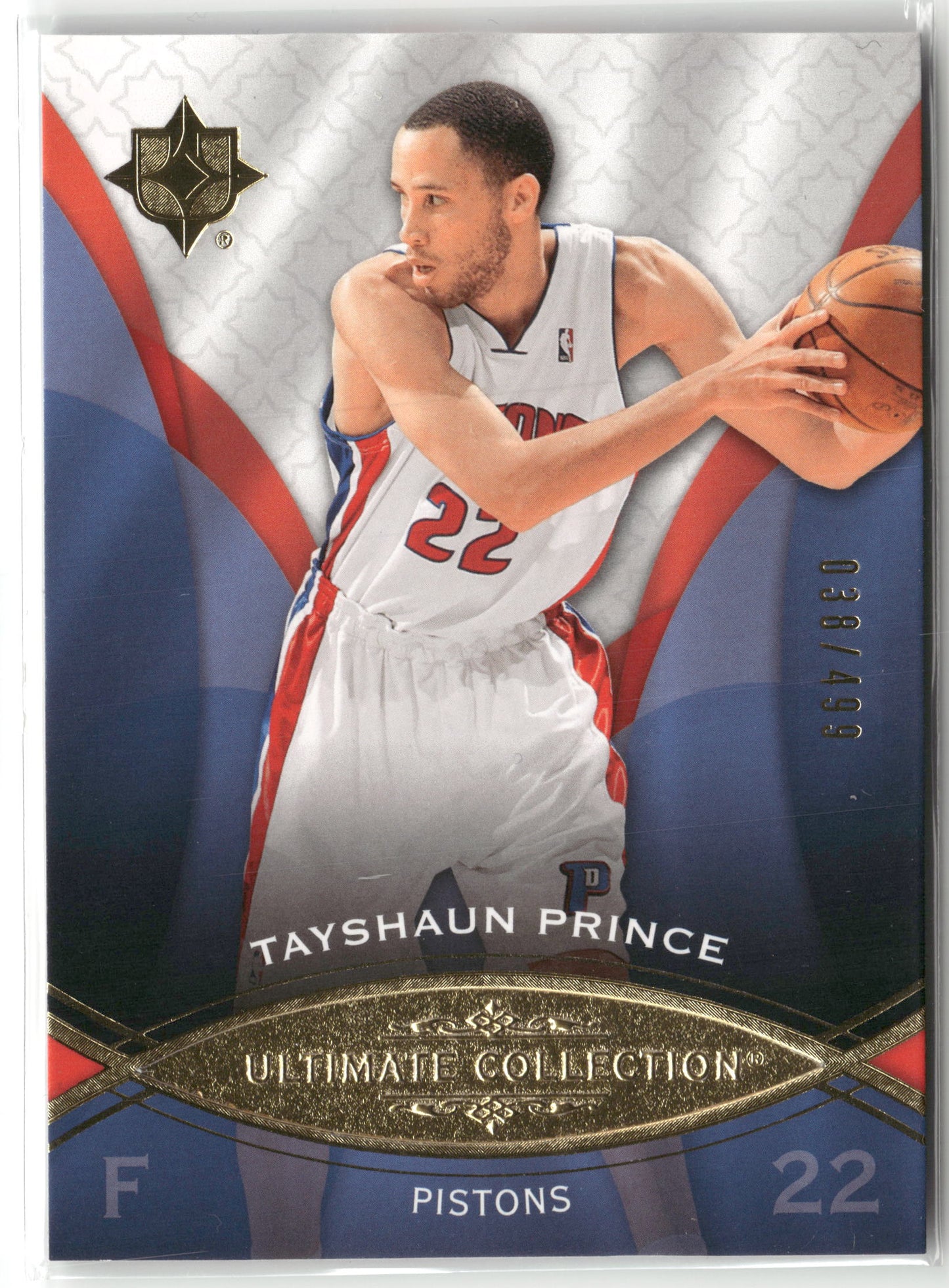 Basketball NBA Tayshaun Prince 2008-09 Upper Deck Ultimate Collection Basketball #65 Detroit Pistons Trading Card Original