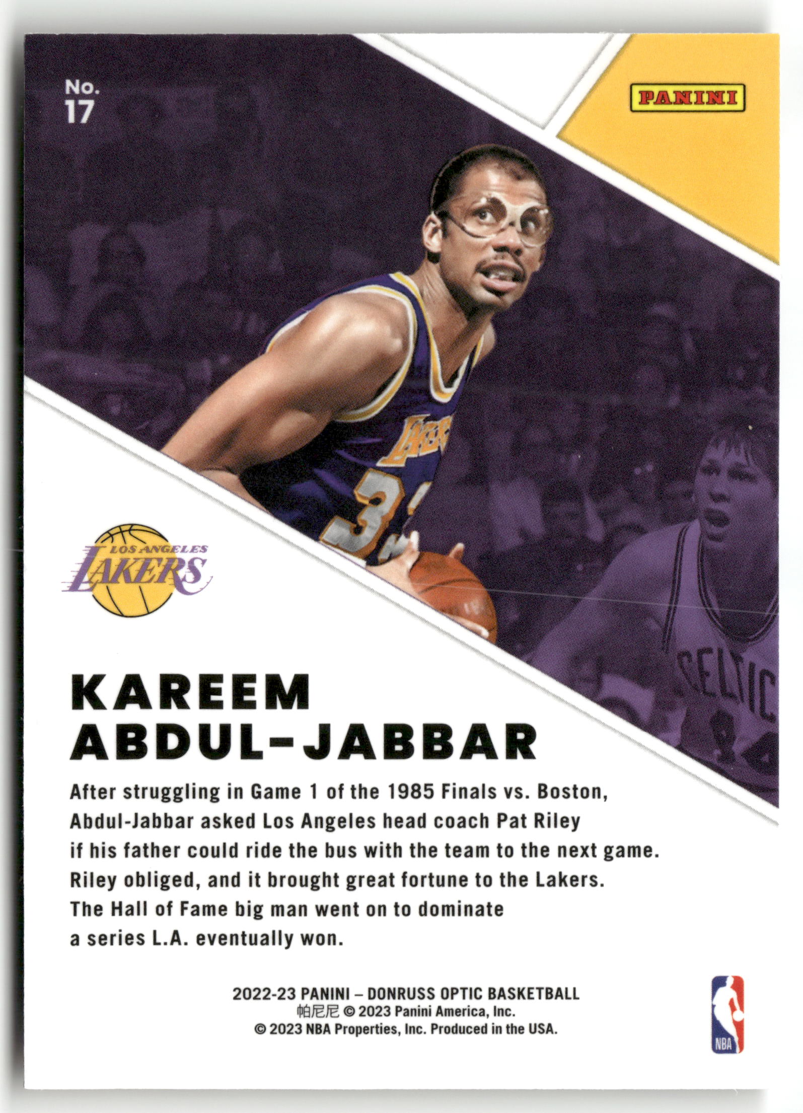 Basketball NBA Kareem Abdul-Jabbar 2022-23 Panini Donruss Optic Basketball #17 Winner Stays Los Angeles Lakers Trading Card Original