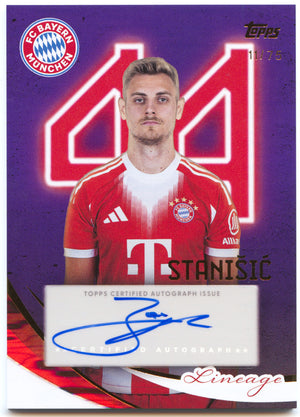 Fußball Josip Stanišić Topps Lineage 2025-26 FC Bayern München #AK-JS Auto Purple /75 FC Bayern München Trading Card Original