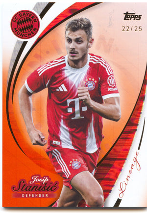 Fußball Josip Stanišić Topps Lineage 2025-26 FC Bayern München #10 Orange /25 FC Bayern München Trading Card Original