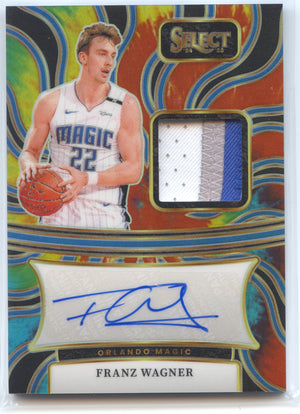 Basketball NBA Franz Wagner 2024-25 Panini Select Basketball #AM-WAG Tie-Dye Game Worn Jersey Auto 06/25 Orlando Magic Trading Card Original