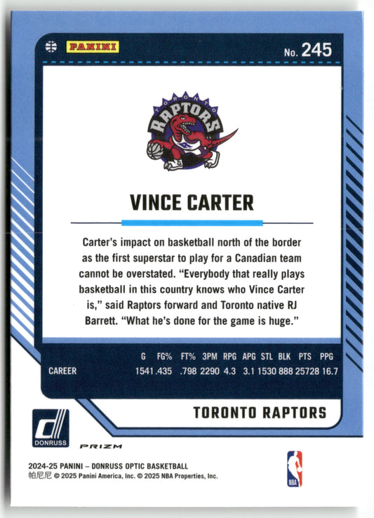 Basketball NBA Vince Carter 2024-25 Panini Donruss Optic Basketball #245 Silver Fast Break Toronto Raptors Trading Card Original