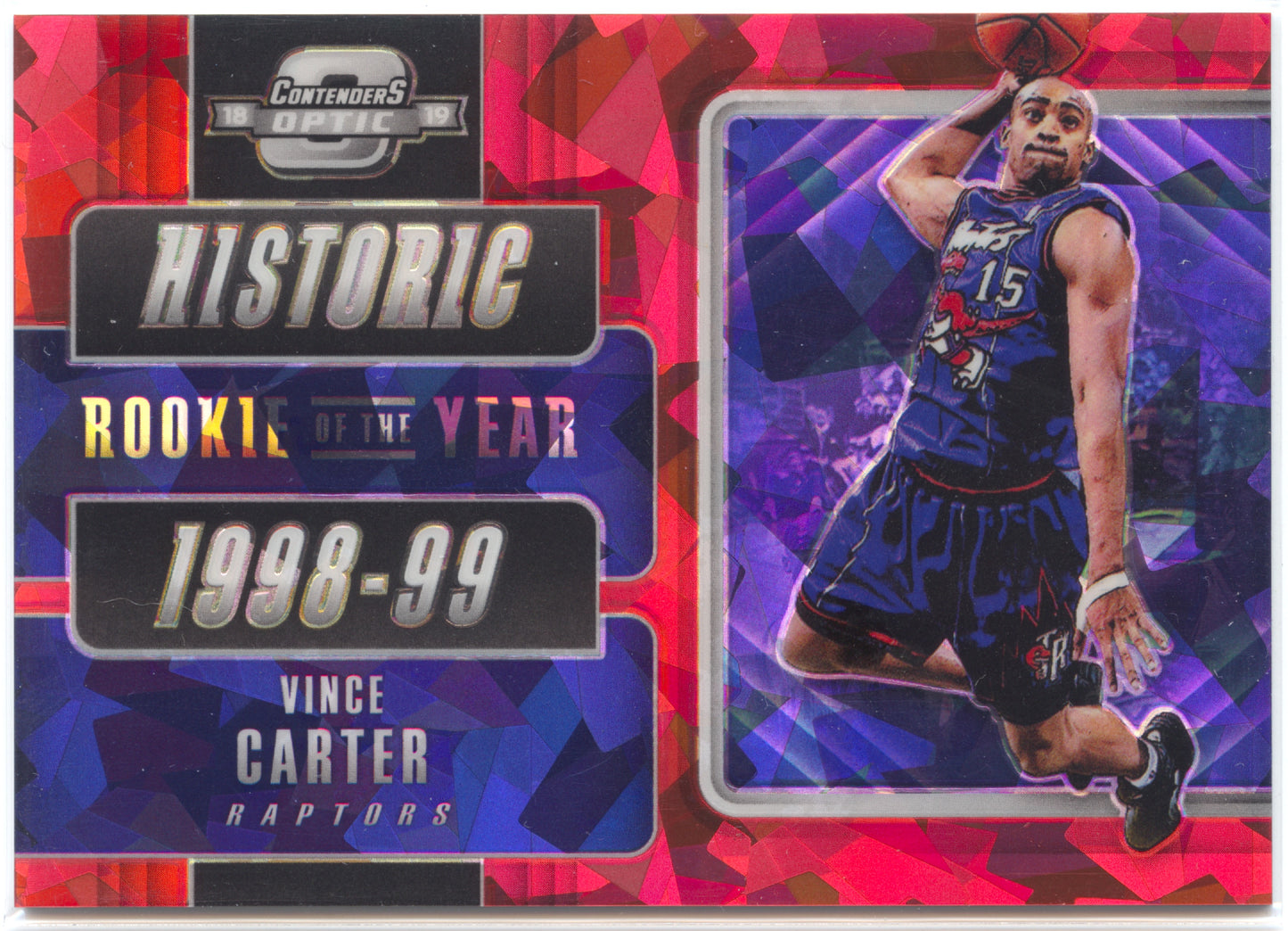 Basketball NBA Vince Carter 2018-19 Panini Contenders Optic Basketball #7 Red Cracked Ice Toronto Raptors Trading Card Original