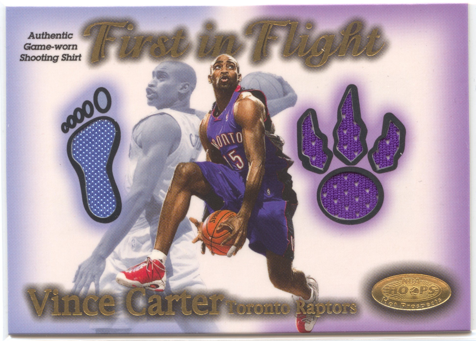Basketball NBA Vince Carter 2000-01 NBA Hoops Hot Prospects Game Worn /750 Toronto Raptors Trading Card Original