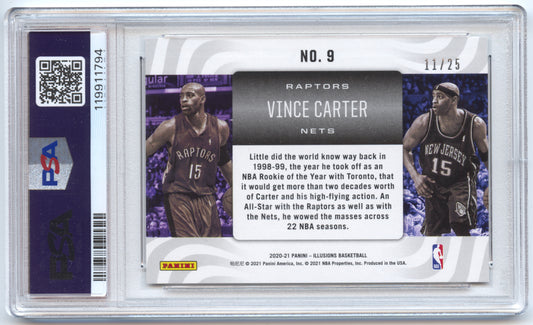 Basketball NBA Vince Carter 2020-21 Panini Illusions Basketball #9 Asia Red/Yellow /25 POP1 Raptors / Nets Trading Card Original
