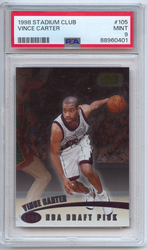 Basketball NBA Vince Carter 1998 Stadium Club 1998-99 #105 PSA 9 Toronto Raptors Rookie Card RC Trading Card Original