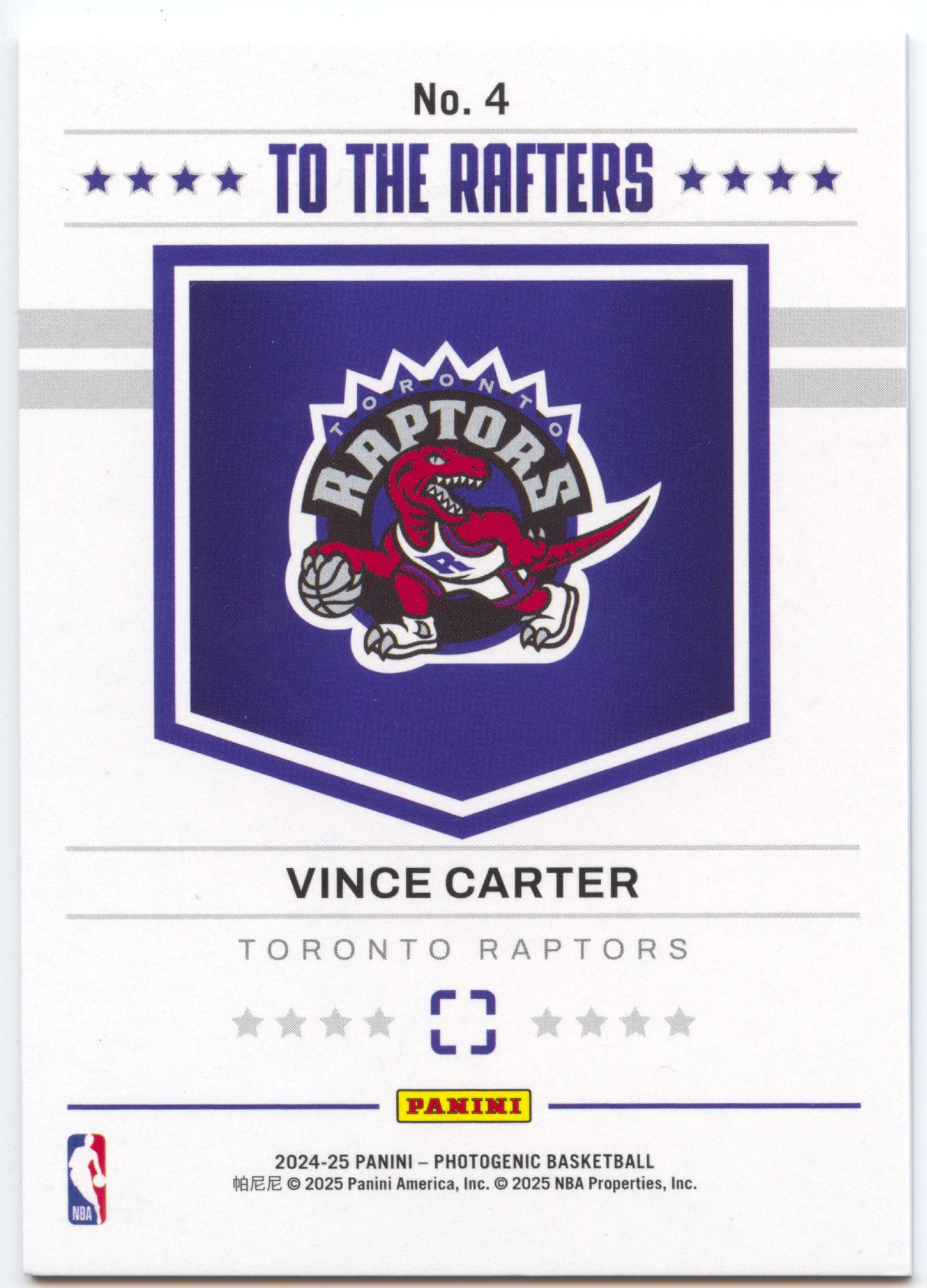 Basketball NBA Vince Carter 2024-25 Panini Photogenic #4 To The Rafters Gold /10 Toronto Raptors Trading Card Original