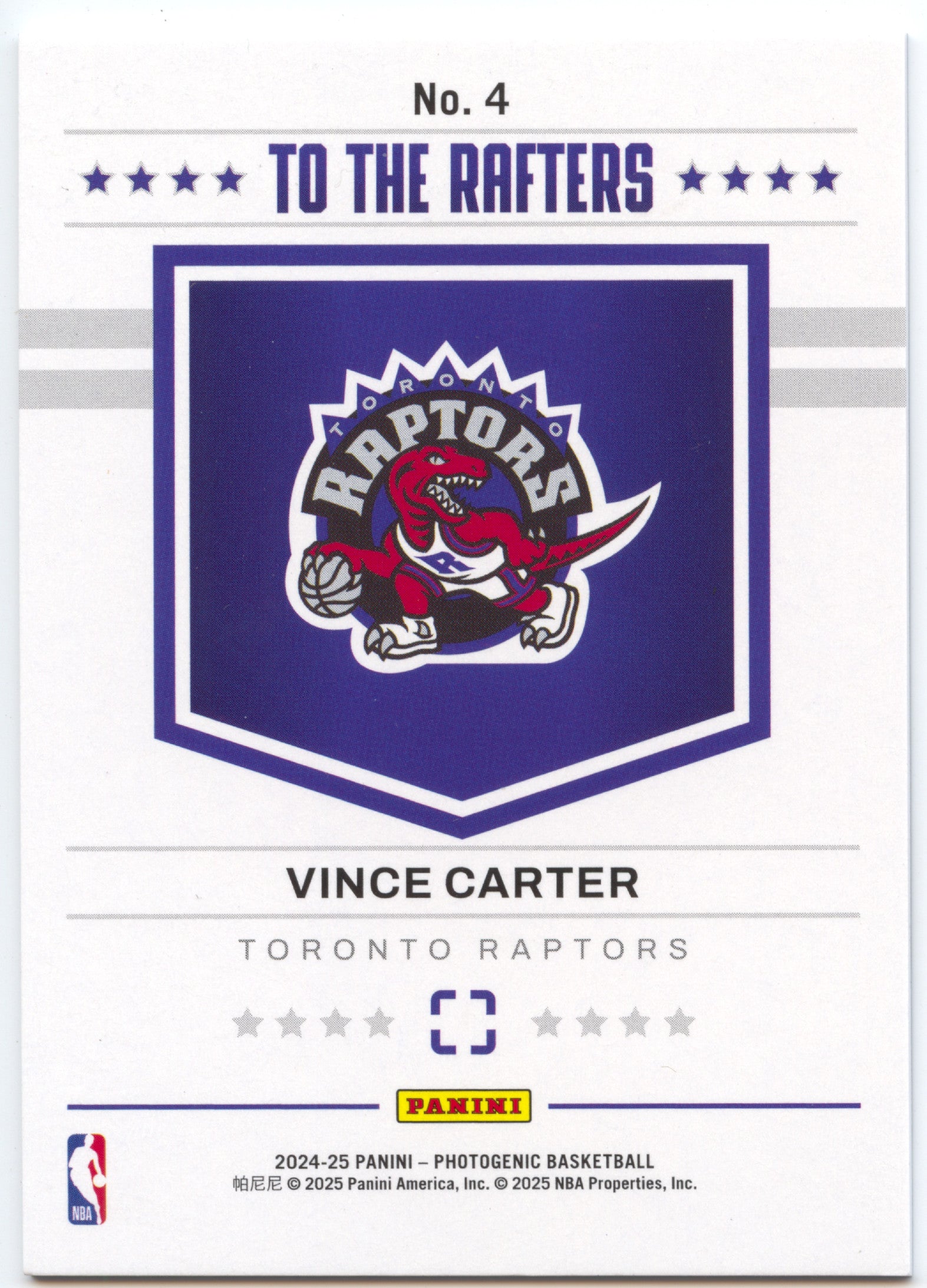 Basketball NBA Vince Carter 2024-25 Panini Photogenic #4 To The Rafters Gold /10 Toronto Raptors Trading Card Original