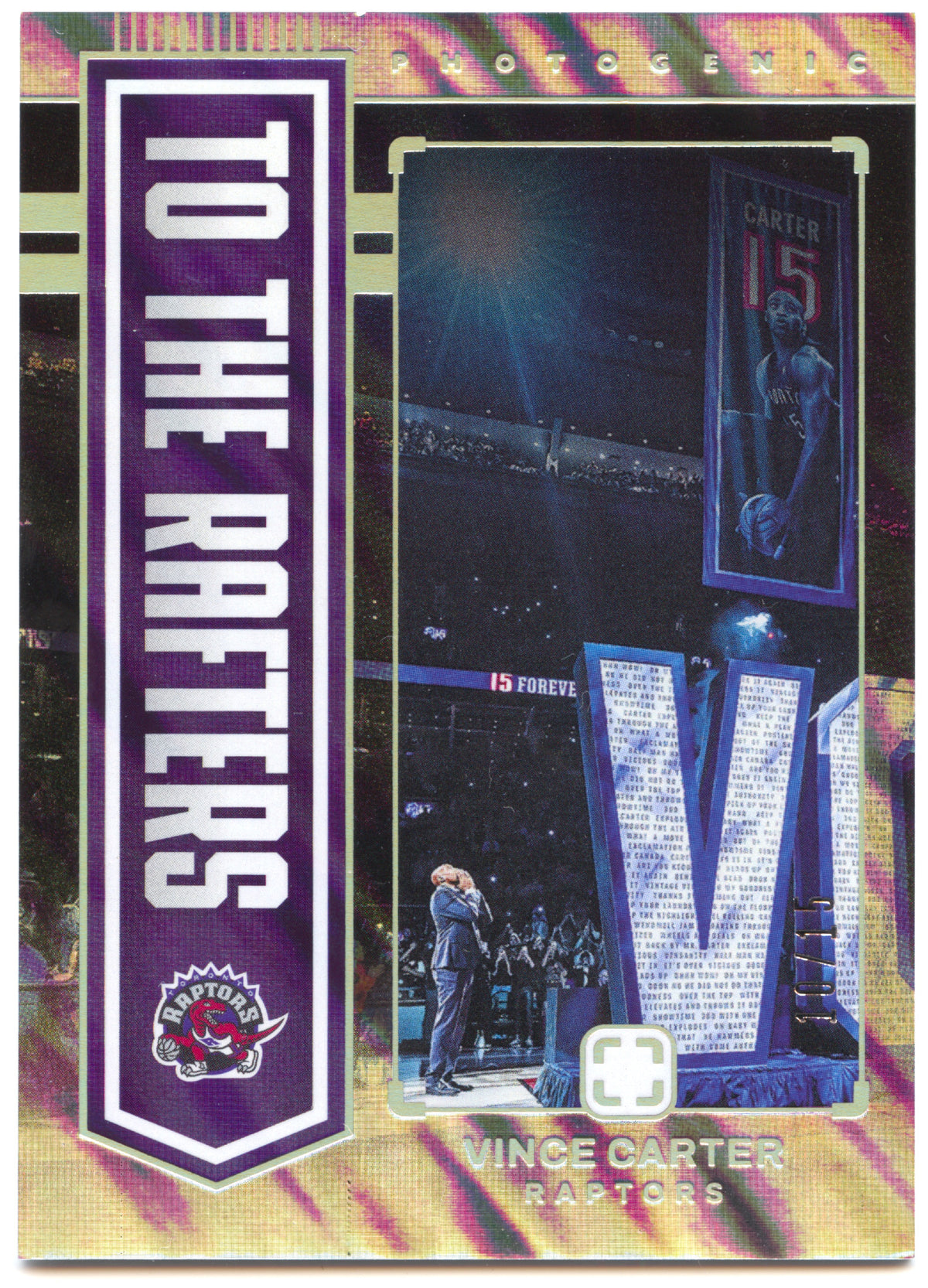 Basketball NBA Vince Carter 2024-25 Panini Photogenic Basketball #4 To The Rafters Lava /15 Toronto Raptors Trading Card Original