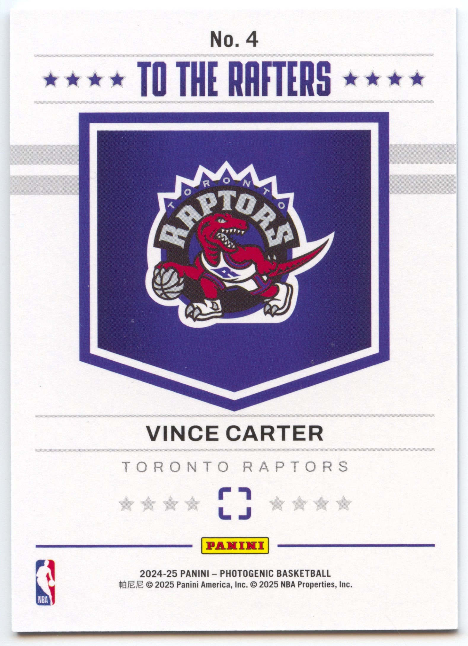 Basketball NBA Vince Carter 2024-25 Panini Photogenic Basketball #4 To The Rafters Groovy /35 Toronto Raptors Trading Card Original