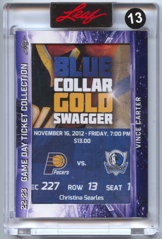 Basketball NBA Vince Carter 2022-23 Leaf Game Day Ticket Collection #TC-81 Dallas Mavericks Trading Card Original