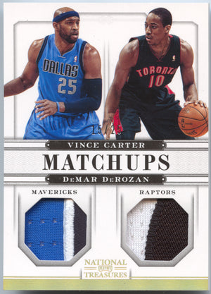 Basketball NBA Vince Carter / DeMar DeRozan 2012-13 Panini National Treasures Basketball #42 Dual Game-Worn Jersey Dallas Mavericks / Toronto Raptors Trading Card Original