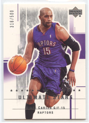 Basketball NBA Vince Carter 2003-04 Upper Deck Ultimate Collection #188 Ultimate Stars /500 Toronto Raptors Trading Card Original