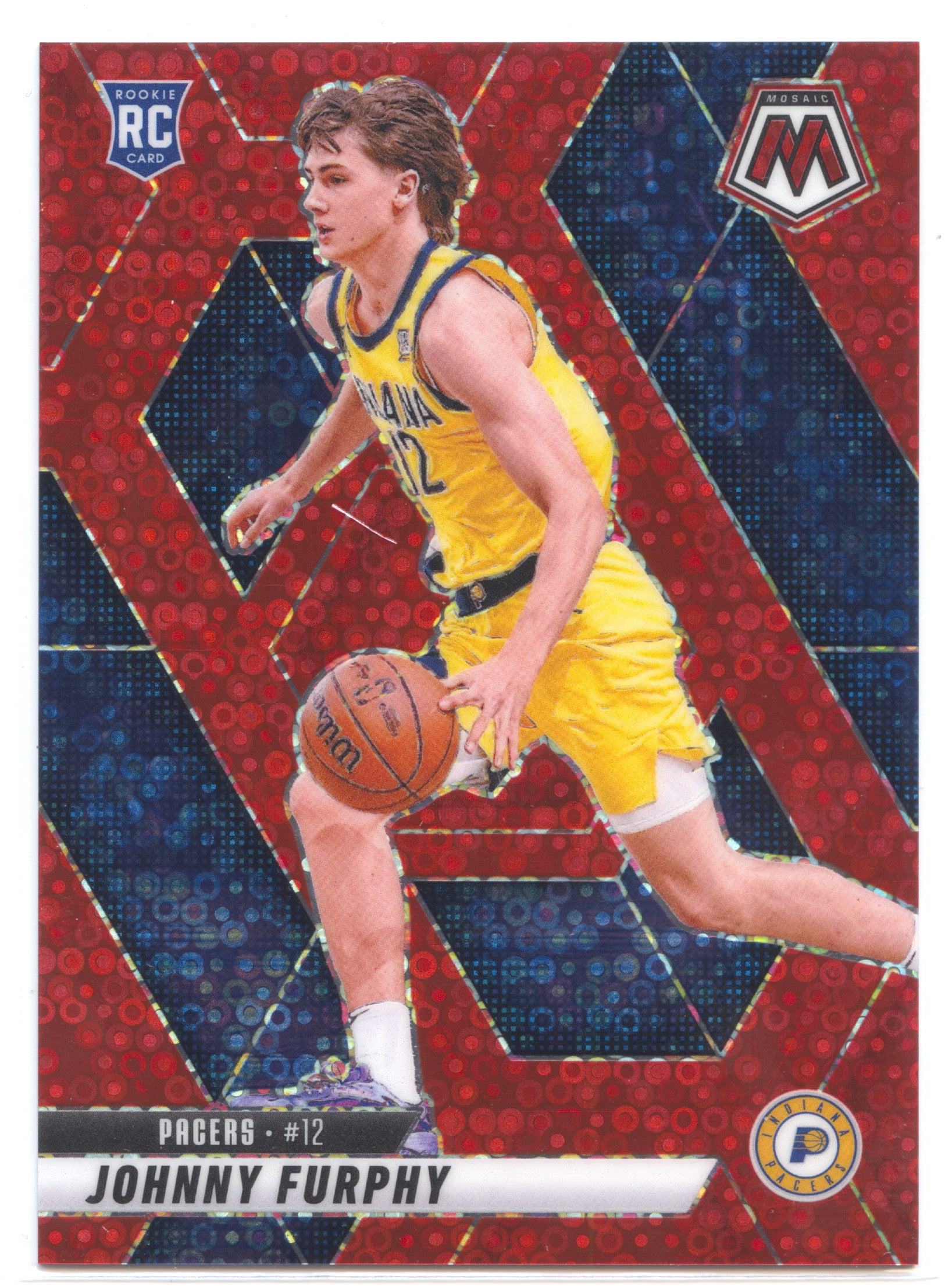 Basketball NBA Johnny Furphy 2024-25 Panini Mosaic Basketball #202 Red Fast Break Prizm /100 Indiana Pacers Rookie Card RC Trading Card Original
