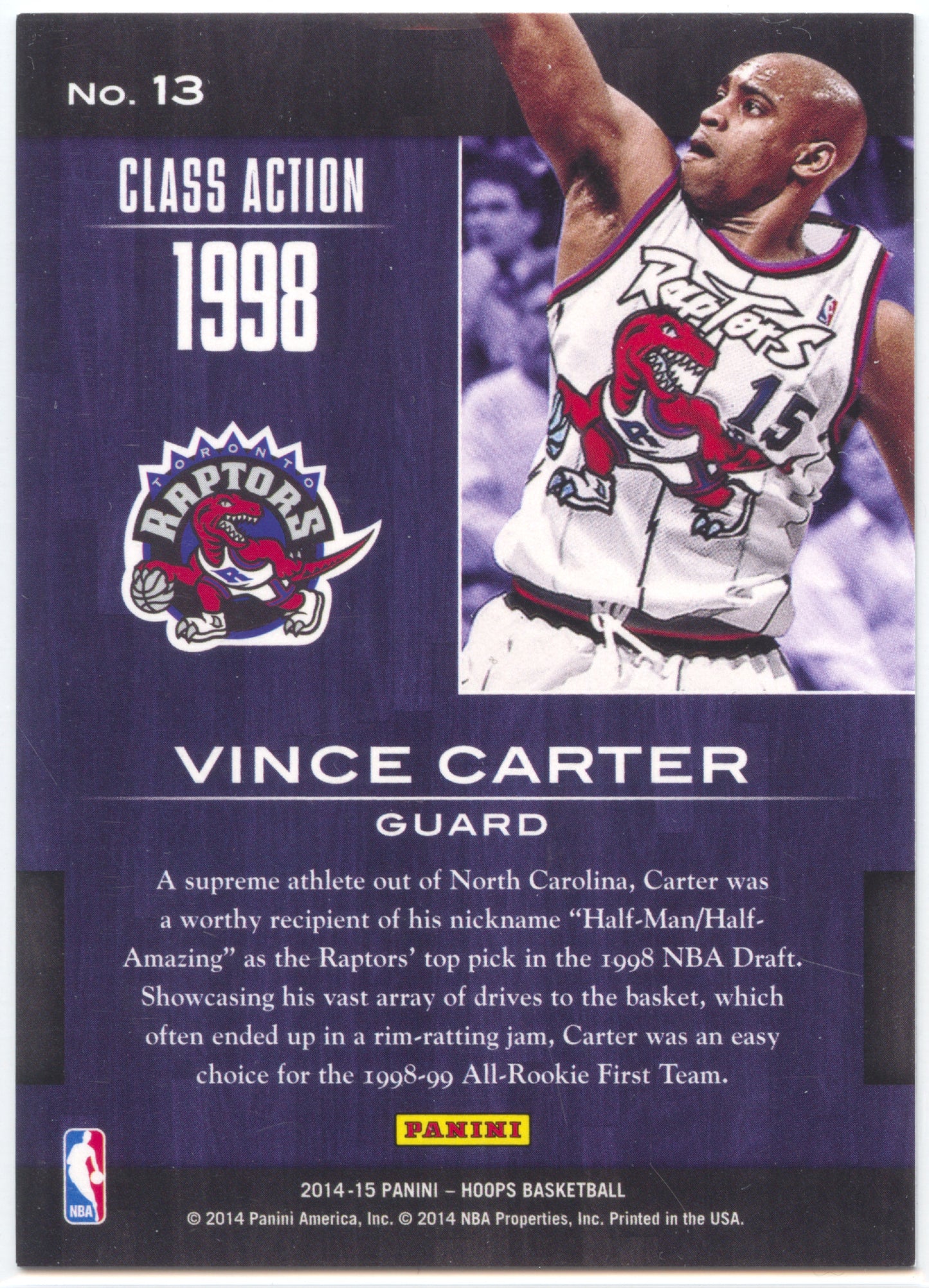 Basketball NBA Vince Carter 2014-15 NBA Hoops #13 Artist Proof Toronto Raptors Trading Card Original