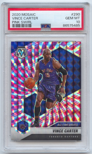 Basketball NBA Vince Carter 2020-21 Panini Mosaic Basketball #290 Pink Swirl /11 PSA 10 Toronto Raptors Trading Card Original
