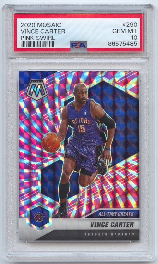 Basketball NBA Vince Carter 2020-21 Panini Mosaic Basketball #290 Pink Swirl /11 PSA 10 Toronto Raptors Trading Card Original