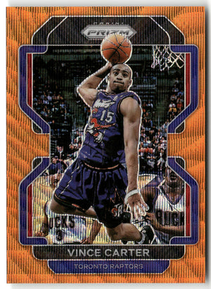 Basketball NBA Vince Carter 2021-22 Panini Prizm Basketball #246 Orange Wave Prizm 17/60 Toronto Raptors Trading Card Original