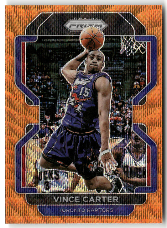 Basketball NBA Vince Carter 2021-22 Panini Prizm Basketball #246 Orange Wave Prizm 17/60 Toronto Raptors Trading Card Original