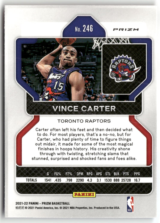 Basketball NBA Vince Carter 2021-22 Panini Prizm #246 Red White Blue Prizm Toronto Raptors Trading Card Original