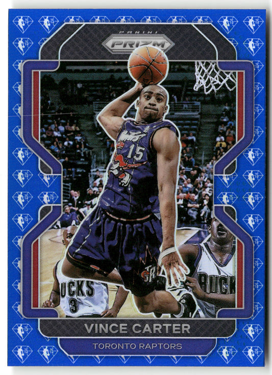 Basketball NBA Vince Carter 2021-22 Panini Prizm Basketball #246 Blue Diamond 75th Anniversary NBA Toronto Raptors Trading Card Original